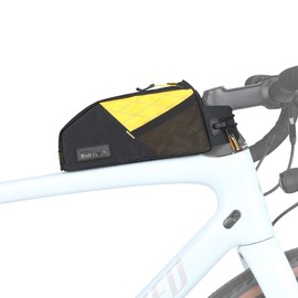 Rhinowalk Bike Frame Bag 1.2L, Waterproof Handlebar Bag with Phone Holder, Small Front Bag with Strap or Screw Mount, Fits Most Bikes – Black+Yellow