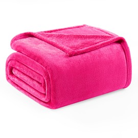 Exclusivo Mezcla Fleece Blanket King Size for Bed, Super Soft and Warm, All Season Use, Cozy, Plush, Lightweight, 90x104 Inches, Hot Pink