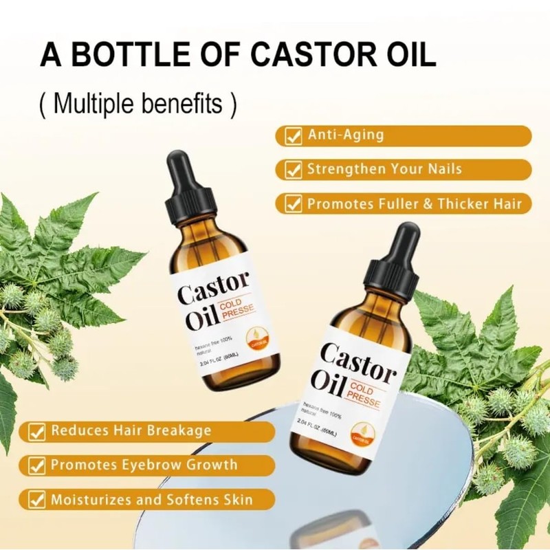 Wachinas Castor Oil, Cold Pressed, Hexane Free, 100% Natural, 60ml