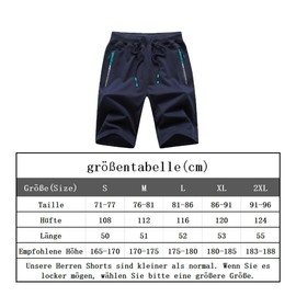 JustSun Men's Shorts Sports Shorts Cotton Stretch Fabric with Zip, A Blue, XL