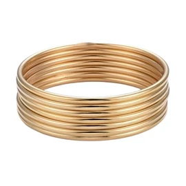 Semanario de Pulseras, Acero Inoxidable con Chapa de Oro 18k, 6,8 cm de Diámetro, Set de 7 Piezas (Dorado)