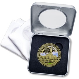 Armor Coin & Emblem - LDS Orem Utah Temple Medallion with Deluxe Display Tin Box and Bonus polishing Cloth