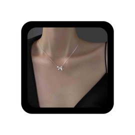 Inilbran Boho Rhinestone Bow Choker Necklace Gold Crystal Bow Necklace Choker Vintage Cz Bowkont Pendant Necklace Sparkly Cz Choker Necklace Jewelry for Women and Girls