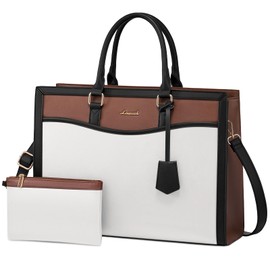 LOVEVOOK Laptop Tote Bag for Women, Office Work Bag Briefcase fit for 15.6 inch Laptop, Large Capacity Teacher Computer Bag Handbag Black/Beige/Brown,2pcs Set