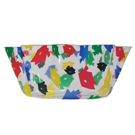 Creative Converting Fluted Plastic Serving Bowl, Grad Cap Toss