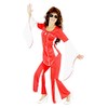 Foxxeo Red 70s Disco Costume for Women Jumpsuit Suit Red