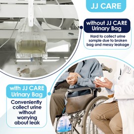 JJ CARE Catheter Bags -Pack of 6 Urinary Drainage Bag, 2000 ml Urine Bags with 42" Drainage Tube, Disposable Anti-Reflux Chamber, Leak Proof Vinyl Urine packets with Double Hook Hanger for Men & Women