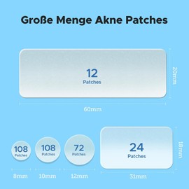LitBear Large Acne Patches (5 Sizes, 324 Pieces), Acne Patches for Face, Chin, Back or Body, Hydrocolloid Acne Patches for All Skin Types