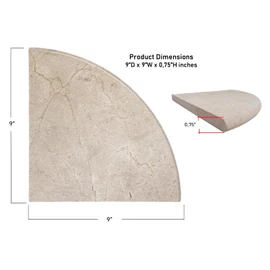 Tenedos 9x9 Round Edge Crema Marfil Premium Corner Shower Shelf Bathroom Piece Both Sides Polished