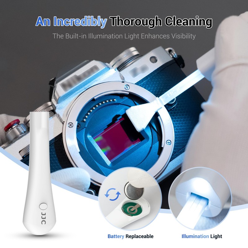 Professional Camera Cleaning Kit with Innovative Illuminated Cleaning Handle, 10Pcs