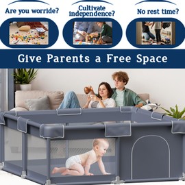 Baby Playpen 50x50 Inch, Playpen for Babies and Toddlers, Baby Play Pen Pin Indoor Play Fence, Without MAT Included