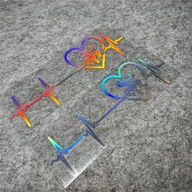 Car Styling Stickers for Frog Heart Beat PR Love Puerto Rico Puerto Rican Flag Tape Auto Tail Window Body Decoration Decal Applique Waterproof 2PCS (15x5cm, Laser)