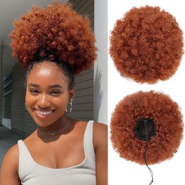 AISI QUEENS Afro Puff Drawstring Ponytail Extension for Black Women Afro Puff Bun Extension Short Afro Kinkys Updo Hairpieces for Black Women(350#)