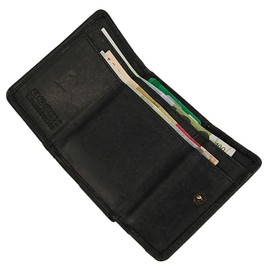 BOCCX Small Women's Wallet - Mini Wallet Men's Genuine Leather (9 x 7 x 2 cm) - Small Wallet with Coin Compartment, Vintage black, Minimalist