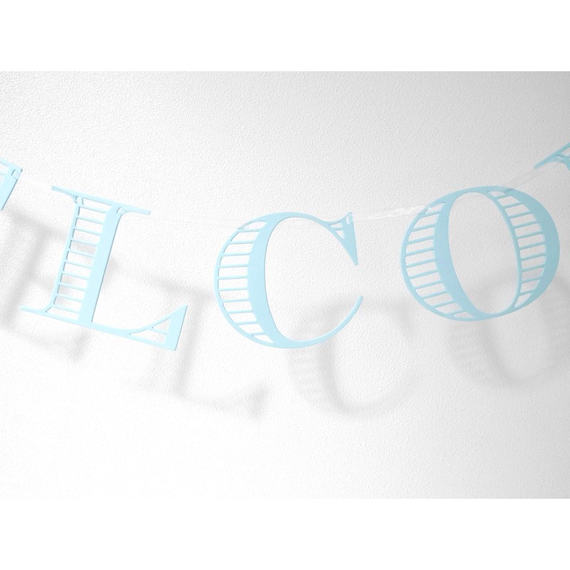 WELCOME Stripe Letter Banner (Matte Blue)