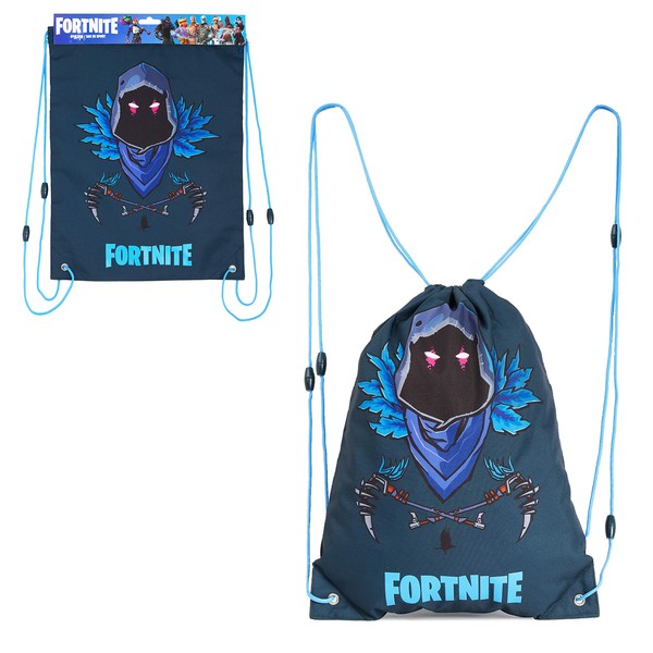 Fortnite Drawstring Bag, Swimming Bags For Kids, Drawstring Backpack Gym Bag for School, PE Kit, Swimming, Sport, Camouflage Gym Bag for Children or Adults, Great Gift For Teens (Blue Raven)