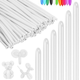 White Modelling Balloons, Pack of 100 White Long Balloons, Long Malleable Magic Balloons, Clown Balloons, for Birthdays, Events Decoration, Parties, Weddings, Anniversaries