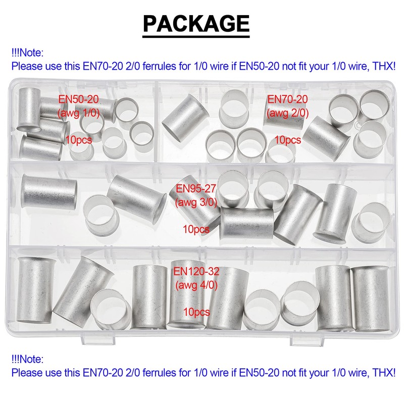 ROCKDIG 40PCS 4/0 3/0 2/0 1/0 Gauge Tinned Copper Wire