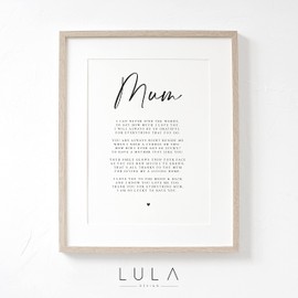 Lula Design Mum Poem A4 or A5 PRINT- Mothers Day Gift, Gift for Mum, Mum Birthday Gift, A poem for Mum, Mothers Day Gift for Mum from Child Children