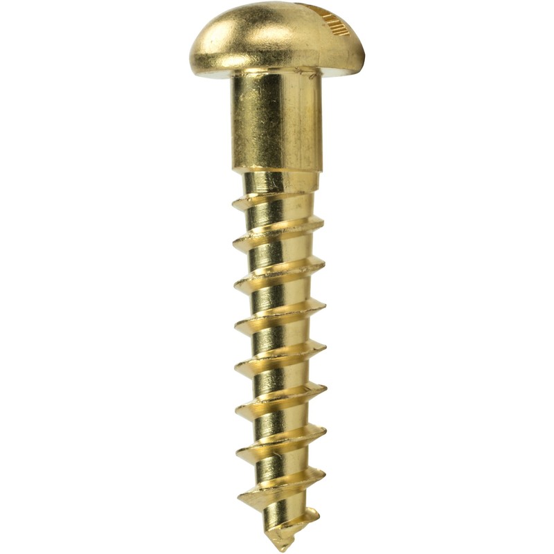 #6 x 3/4" Round Head Wood Screws, Solid Brass, Slotted