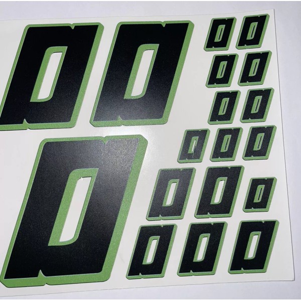 Unbranded Matte Black-w/ Lime #0's Racing Numbers Vinyl Decal Sheet