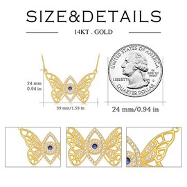JBAERD - Collar de mariposa de plata de ley 925 con colgante de mariposa de ojo malvado, collar con colgante de mariposa para mujer, Plata esterlina, Circonia cúbica