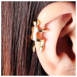 Allereya Climbing Man Cuff Ear Climbing Earrings Human Shaped Clip Earring Helix Ear Clip Cartilage Earring Climber Ear Cuff Earrings Jewelry for Women and Girls