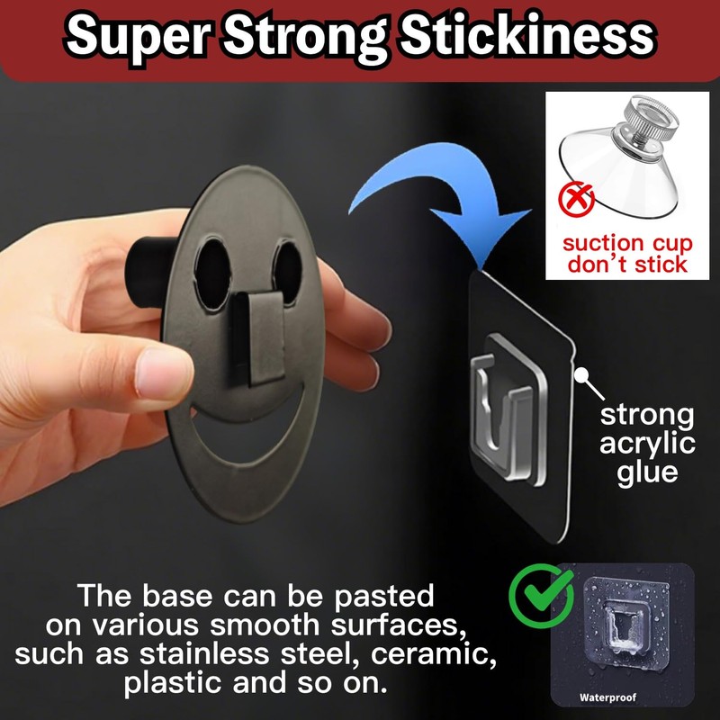 Stainless Steel Smiley Face Sponge Holder with Adhesive Hook -