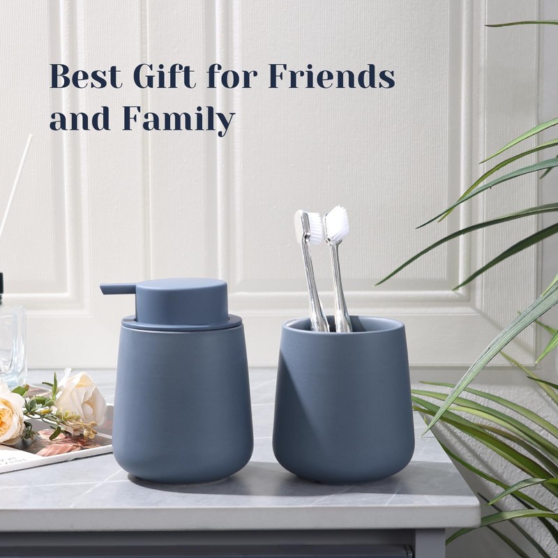 INGOFIN 12 oz Ceramic Toothbrush Holder, Toothpaste Holder and Cup