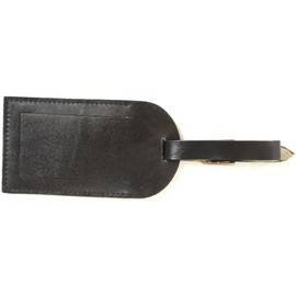 Genuine Leather Luggage ID Tag - Black