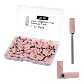 100 Pcs Nail Drill Bits Sanding Bands for Nail Drill 240 grit sanding bands with 3.1mm Mandrel nail bits for Acrylic Nails Gel Manicures and Pedicure, Pink