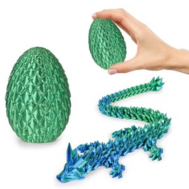 Small Dragon Eggs with Dragon Inside, 3D Printed Surprise Funny Gifts for Kids, Articulated Dragon Fidget Toys for Adults, Executive Desk Toys Office Room Décor (Christmas Green)