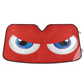 Gredecor Windshield Sun Shade Angry Cartoon Eyes Red Car Sun Visor Sunshades Blocks UV Rays and Heat Protection Foldable Sun Shield Cover Automotive Interior Accessories£¬53x23.5in