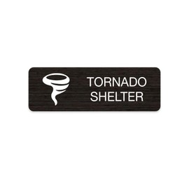 Dark Wood Design Tornado Shelter Sign / 9" x 3" Easy Adhesive Door Wall Mount/Restaurant Small Business Faux Wood Safety Room Sign/Made In The USA