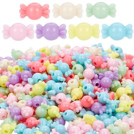 SUNNYCLUE 400Pcs Acrylic Candy Beads Food Bead Bulk Colorful Opaque Kawaii Faux Foods Candies Bows Bowknot Small Charm Beads for Jewellery Making Bracelets Necklaces Hairbands DIY Crafts Accessories