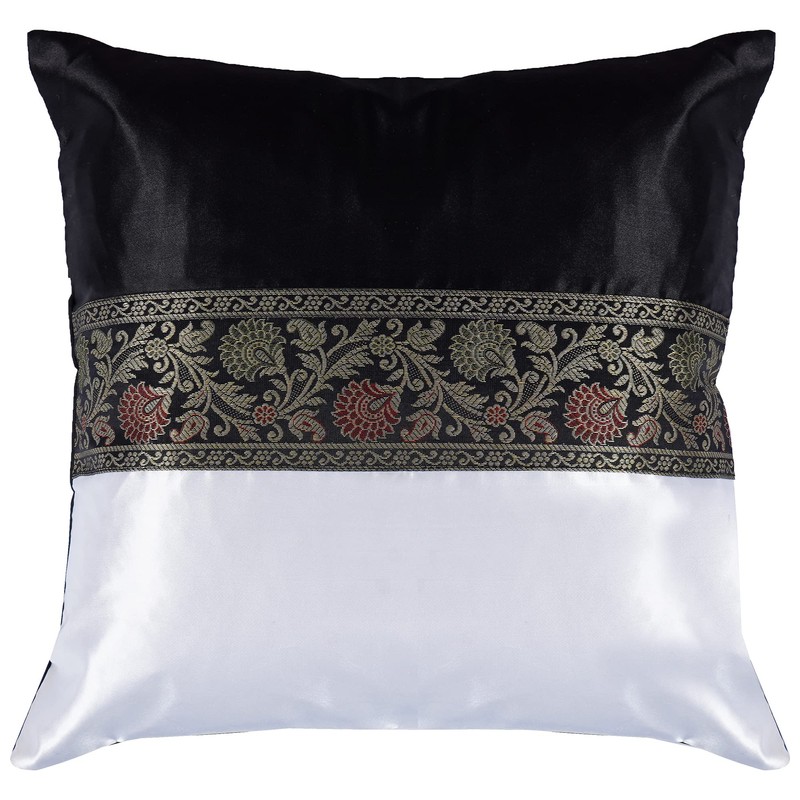 GULAAL ART Black & White Indian Brocade Soft Silky Satin