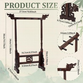 PH PandaHall 8-Pin Wood Calligrapghy Brush Holder Chinese Brushes Hanging Holder Japanese Calligraphy Pen Hanger Carving Sumi Brush Stand Wenge Writing Brushes Rack for Beginners Students Professional