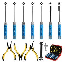 12 Pcs Remote Control Car Tool Set (Hex, Phillips, Flat), Pliers, Socket Wrench, Hobby Tool Set for Traxxas Arrma RC Car Drone Aeroplane Helicopter Vehicle Multirotors (Blue)