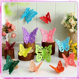 Vercraft 12 Sets Spring Butterfly Centerpieces for Tables Butterfly Party Decoration 3D Wooden Table Decor Spring Home Decor Decorative Signs Plaques for Kitchen Tiered Tray, Shelf, Holiday