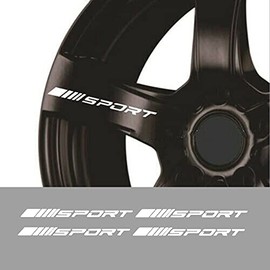 ViStream 4Pc Wheels Rims Sport Racing Decal Stripes Stickers Emblem Bumper Race Car SUV Truck (White)