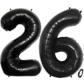Aabellay Number Balloons Large Foil Mylar Balloons 40 Inch Giant Jumbo Number Balloons for Birthday Party Decorations – Black 26