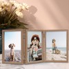 TOFOREVO 4x6 3 Picture Frame Triple Wooden Three Hinged Photo