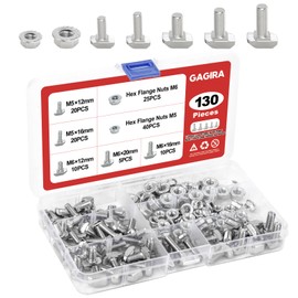 GAGIRA 130pcs M5 M6 T Bolts, T Track Bolts and Hex Flange Nuts for 20 30 Series European Standard T-Slot