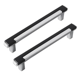 SYZOW 6 Pack Black Silver Cabinet Handles Pulls for Dresser Drawer Bathroom Bedroom Furniture Hardware 192mm