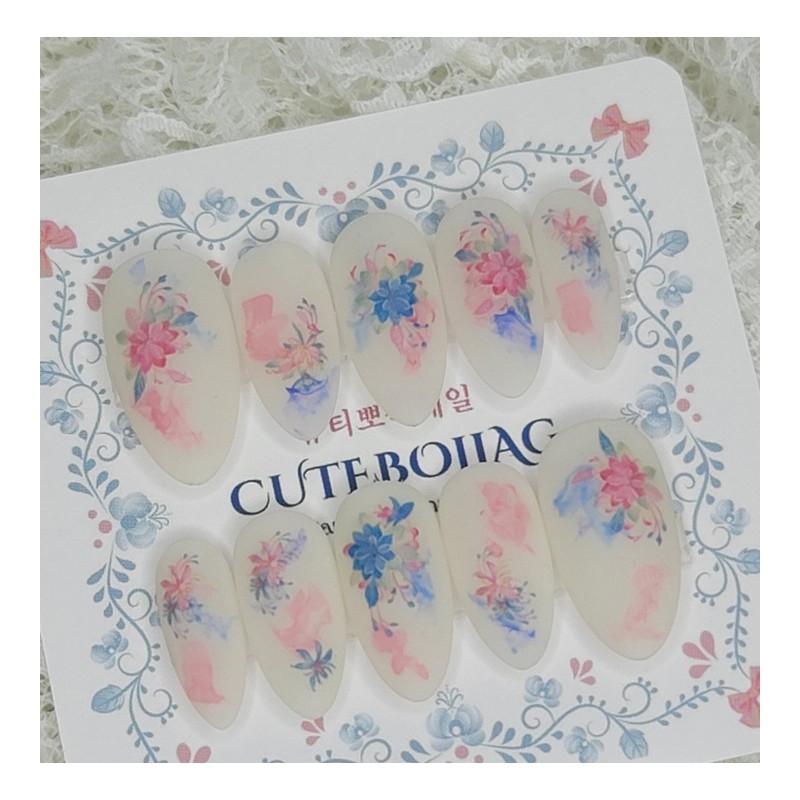 Soft Rose Handmade Nail Tips - Lipstick / 소프트 로즈