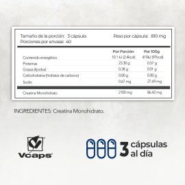 Creatina Monohidratada 100% Pura 120 Cápsulas de 810mg Maklen