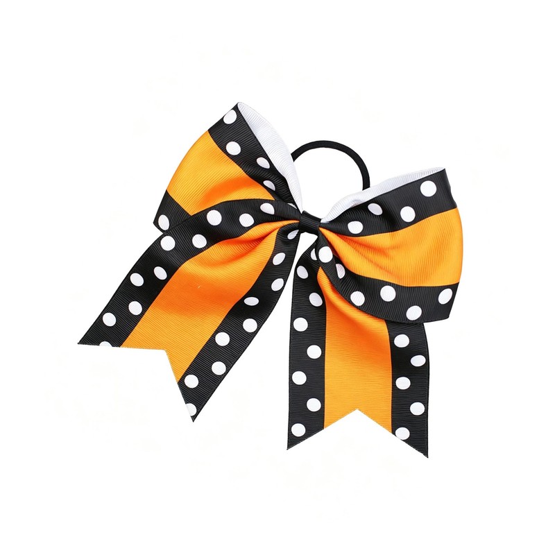 Halloween Cheer Jumbo Bows Orange Ponytail Holder Halloween Cheerleader Bow