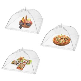 Food Cover Pop Up,3 PCS Popup Food Covers Mesh 14 Inch Collapsible Serving Tents Umbrella Food Domes for for Kitchen Outdoors Screen Tents Parties Picnics BBQ White