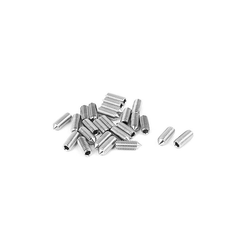 uxcell M6x16mm Stainless Steel Cone Point Hexagon Socket Grub Screws