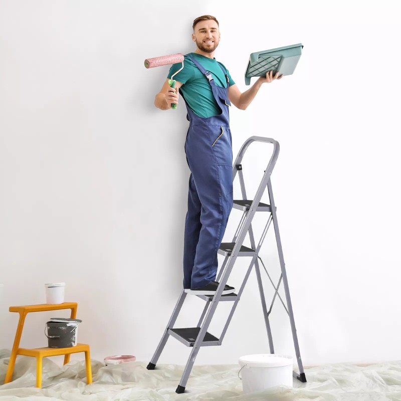 SEGAWE 4 Step Ladder Folding Step Stool with Wide Anti-Slip